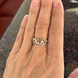 Three hearts silver ring, 925, size 7.